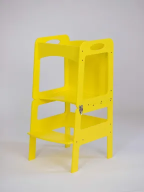 Torre Montessoriana Trasformabile in tavolo e sedia con lavagna in colore gialo foto - acquista il negozio online «YokoTower»