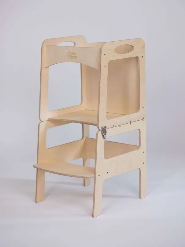 Torre de Aprendizaje Montessori Transformable Lacado con pizarra - mesa y silla para niños | Yoko Tower