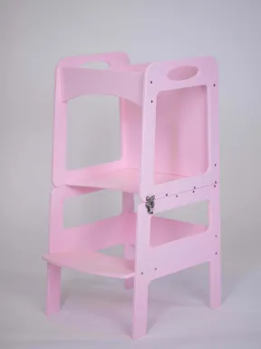 Torre Montessoriana Trasformabile in tavolo e sedia con lavagna in colore rosa foto - acquista il negozio online «YokoTower»