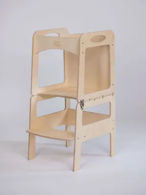 Torre de Aprendizaje Montessori Transformable Natural con pizarra - mesa y silla para niños | Yoko Tower