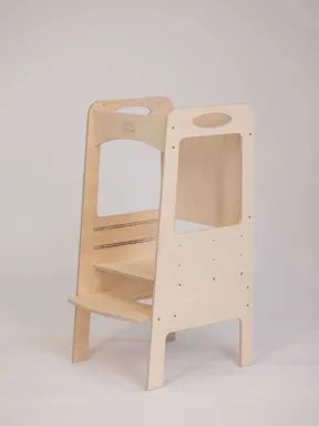 Torre Montessori Ajustable Lacado con Pizarra - Torre de Aprendizaje de Madera para Niños e Independencia | Yoko Tower