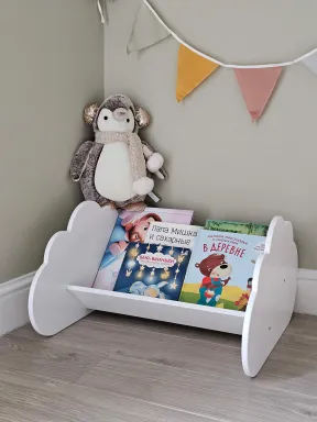 Montessori Book Shelf "Cloudy" in White color photo - buy in the «YokoTower» online store