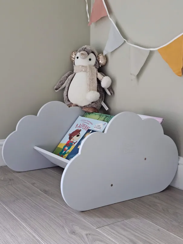 Montessori Cloud Bookshelf in Grey - children's bookshelf in cloud shape | Yoko Tower