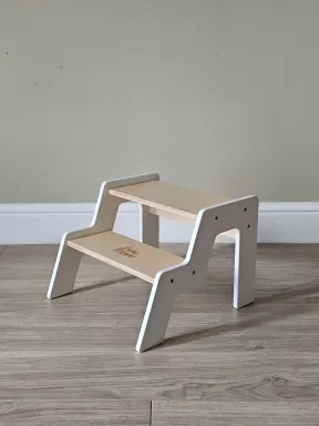 Sgabello a gradini Montessoriano Bianco/Laccato - sgabello per bambini in legno per imparare e crescere | Yoko Tower