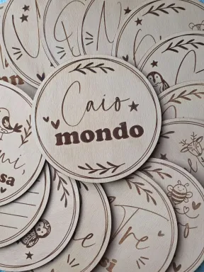 First Wooden Milestone Discs Set – 15 Engraved Discs to Document Your Baby’s Growth Month by Month.