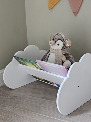 Montessori Book Shelf "Cloudy" in White color