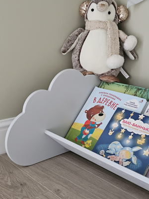 Montessori Book Shelf "Cloudy" in Grey color