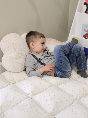 Soft Floor Mattress with Beige Polka Dot pattern