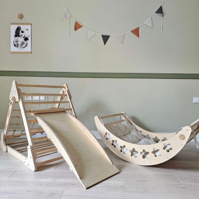 Pikler Triangle with ramp & Montessori Climbing Arch - the best tandem for a children's play area