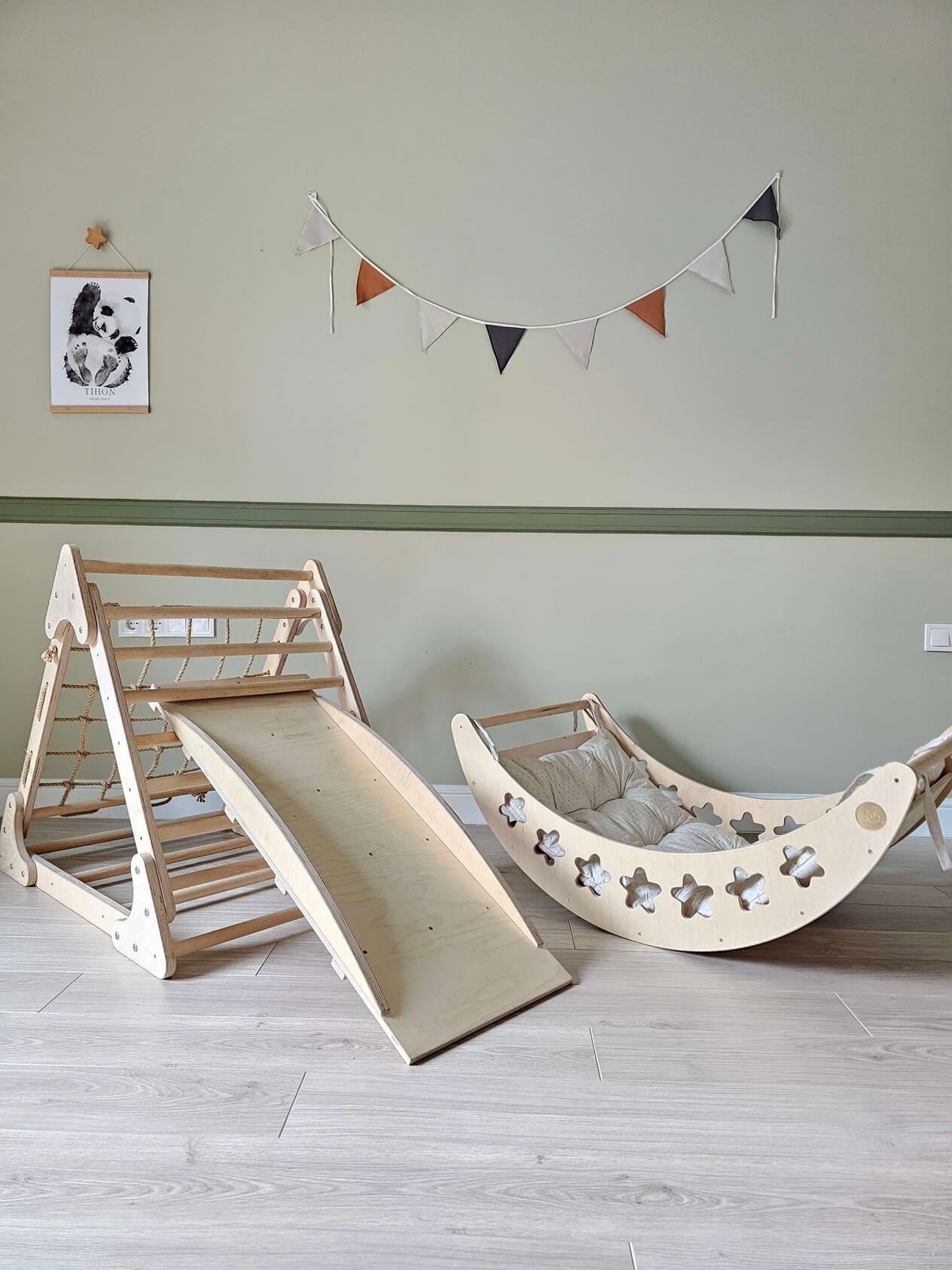 Pikler Triangle with ramp & Montessori Climbing Arch - the best tandem for a children's play area